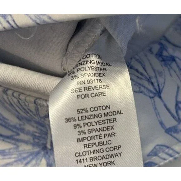 ELIE TAHARI Skinny Ankle Womens Pants White Blue Tropical Floral Bird Havana 10 - Picture 11 of 11